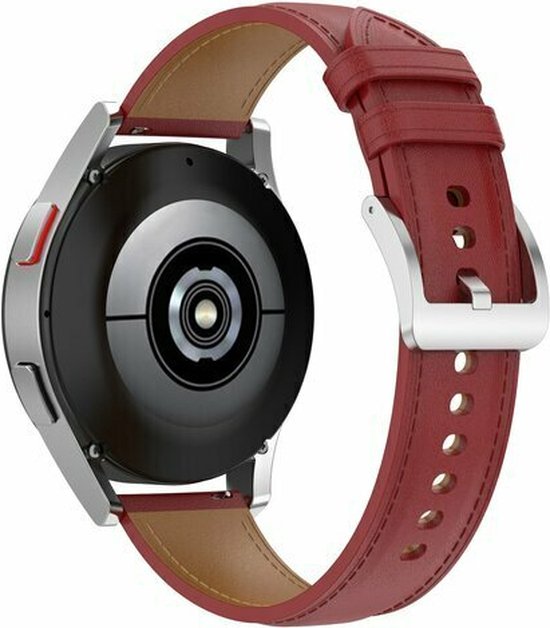 By Qubix - Geschikt voor Garmin bandje - Geschikt voor Garmin Forerunner 970 / 570 (47mm) / 255 - Luxe leren bandje - Bordeaux - Smartwatch bandje 22mm