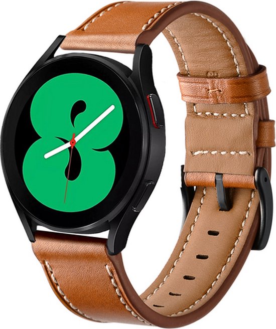 By Qubix - Geschikt voor Garmin bandje - Geschikt voor Garmin Forerunner 970 / 570 (47mm) / 255 - lederen bandje - Bruin - Smartwatch bandje 22mm