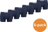 Levi's Boxershorts Heren - 6-pack Solid Organic Cotton Navy - Donkerblauwe Boxershorts - Maat M
