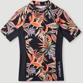 O'Neill - UV-Zwemshirt met korte mouwen voor meisjes - UPF50+ - Printed Skin - Black Tropical Flower - maat 14 (155-163CM)