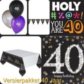 Feestpakket 40 Jaar, Versiering, Verjaardag, Vlaggenlijn, Ballonnen