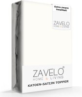 Zavelo Deluxe Katoen-Satijn Topper Hoeslaken Creme - Lits-jumeaux (180x220 cm) - Heerlijk Zacht - Rondom Elastisch - Perfecte Pasvorm