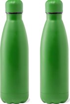 Gourde / gourde en acier inoxydable - 2x - couleur vert - avec bouchon à vis - 790 ml - Gourde sport - Bidon