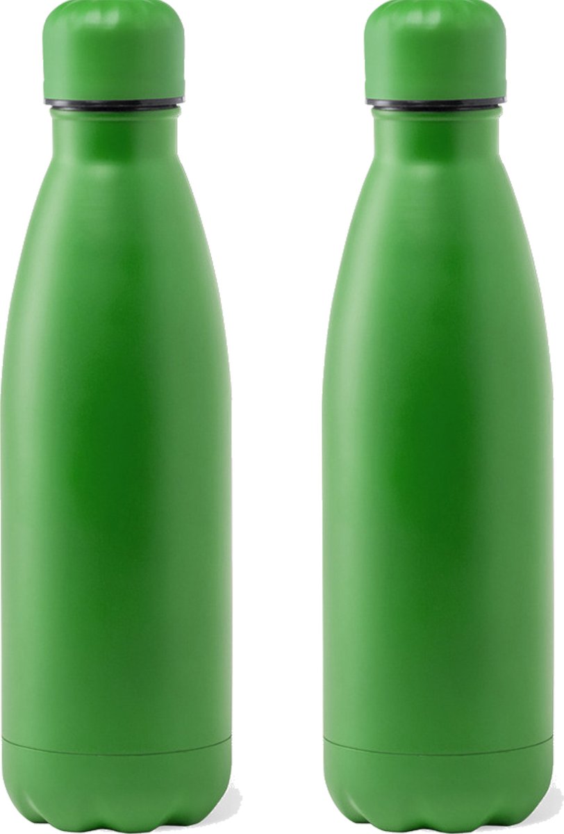 RVS waterfles/drinkfles - 2x - kleur groen - met schroefdop - 790 ml - Sportfles - Bidon