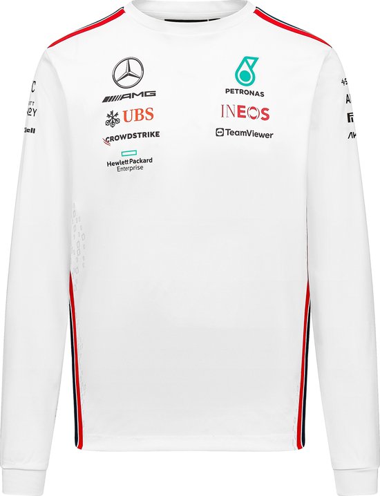 Mercedes Longsleeve Teamline T-shirt wit 2023 - L - Lewis Hamilton - George Russel - Formule 1
