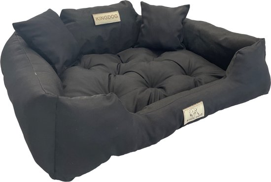 KingDog Honden- en kattenbed met twee kussens, hondenkussen, hondenmand, huisdierbed, wasbaar, waterdicht pvc-materiaal, S, 55 x 45 cm (rood