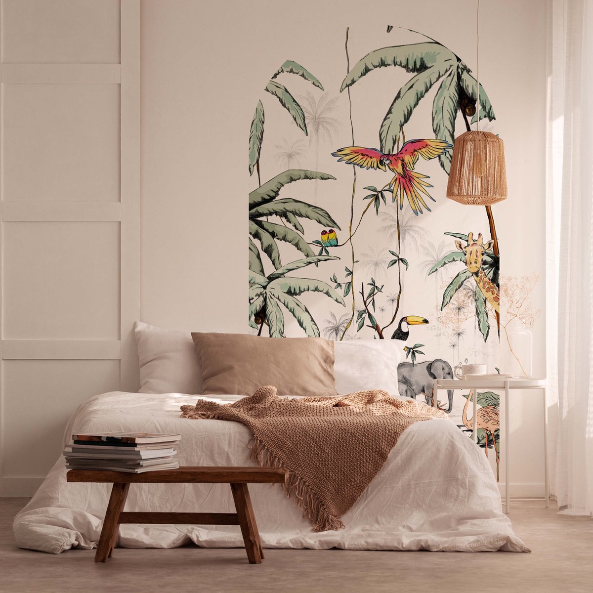 ZELFKLEVENDE BEHANG BOOG STICKER - JUNGLE TONAL