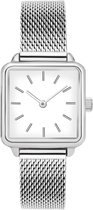 Zilveren vierkant horloge - Dames - Volledig RVS - Inclusief Batterij