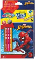 Colorino-Disney Spiderman potloden-12 kleuren + 1 goud/zilver-slijper