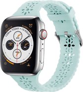 Strap-it Siliconen smartwatch bandje - Geschikt voor Apple Watch Series 1/2/3/4/5/6/7/8/9/SE - Blue Sea Green - Siliconen horlogeband met patroon voor iWatch maat 38 mm 40 mm 41 mm