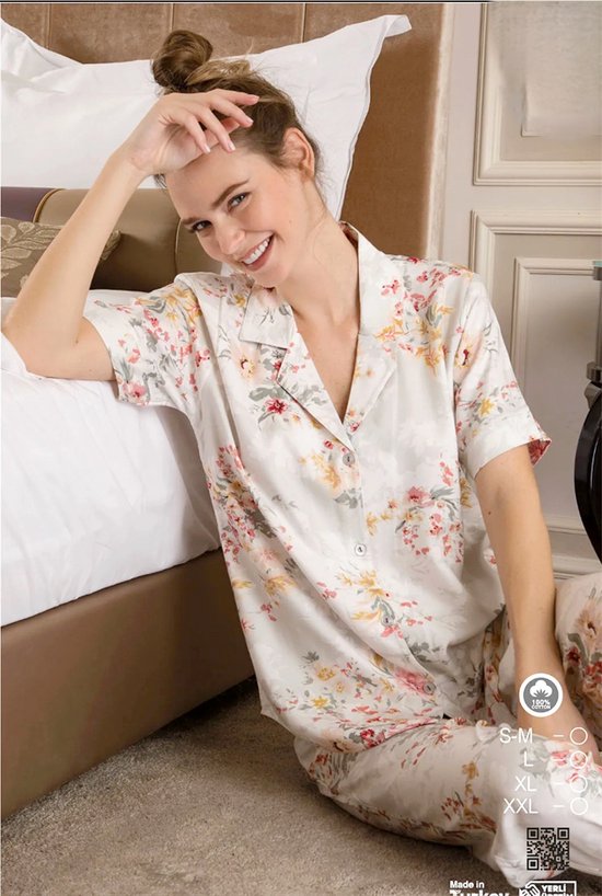 Dames Pyjama Set Floor / 100% Katoen / maat XXL