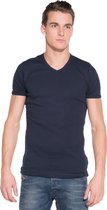 Garage 302 - Semi Bodyfit T-shirt V- hals korte mouw navy L 100% katoen 1x1 rib