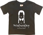 ON WEDNESDAY WE WEAR BLACK T-shirt Zwart met Witte Opdruk (maat 122/128) | Wednesday T-shirt | Wednesday Shirt |