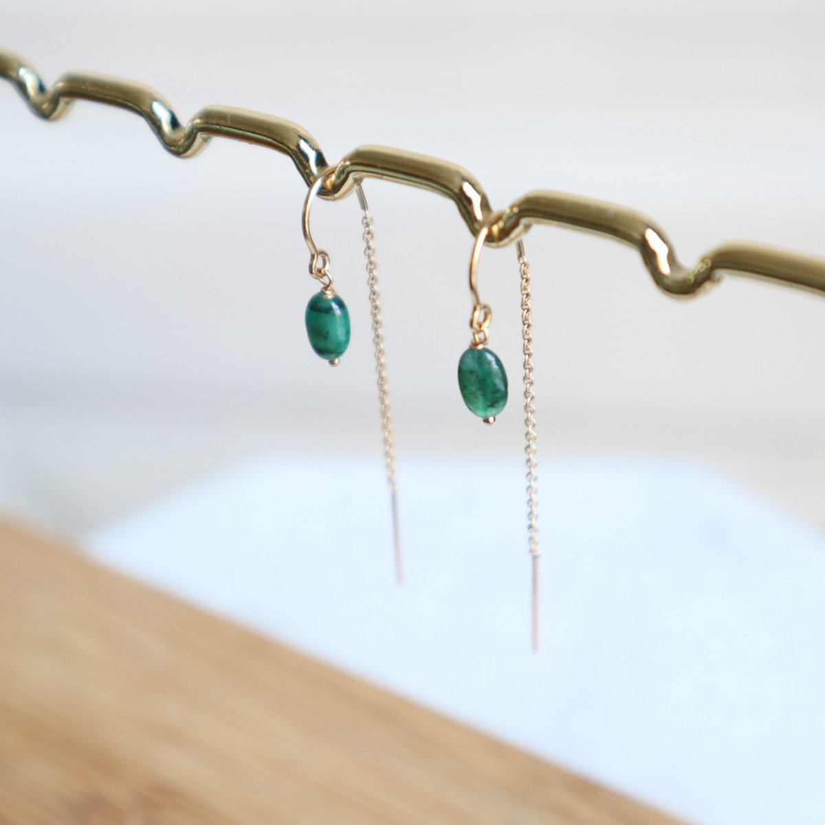 Staplez Jewelry - Oorbellen - Hangers - Smaragd - Goud Gevuld