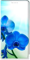 Stand Case met foto Geschikt voor Samsung Galaxy A34 Telefoonhoesje Orchidee Blauw