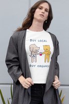 Shirt - Buy local buy organic - Wurban Wear | Grappig shirt | Vegan | Unisex tshirt | Dieren | Dierenvriend | Vegan kookboek | Wit