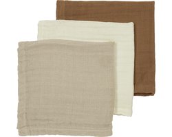 Meyco Baby Uni monddoekjes - 3-pack - hydrofiel - offwhite/sand/toffee - 30x30cm