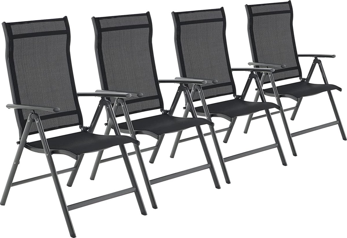 patroon spontaan test Tuinstoelen Set van 4 Klapstoelen Buitenstoelen met Robuust Aluminium Frame  Rugleuning... | bol.com