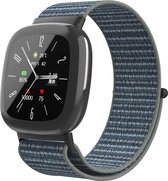 Bracelet Strap-it Smartwatch nylon avec velcro - Convient pour Fitbit Versa 4 / Fitbit Sense 2 - gris-vert