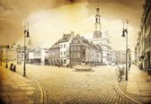 Fotobehang - Vlies Behang - Vintage Poznan - Retro Stad in Polen - 416 x 290 cm