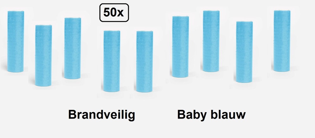 50x Papier rollen serpentines baby blauw - BRANDVEILIG - Carnaval festival optocht feest party serpentine