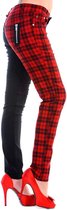 Banned - HALF BLACK HALF CHECK Skinny fit broek - 2XL - Zwart/Rood