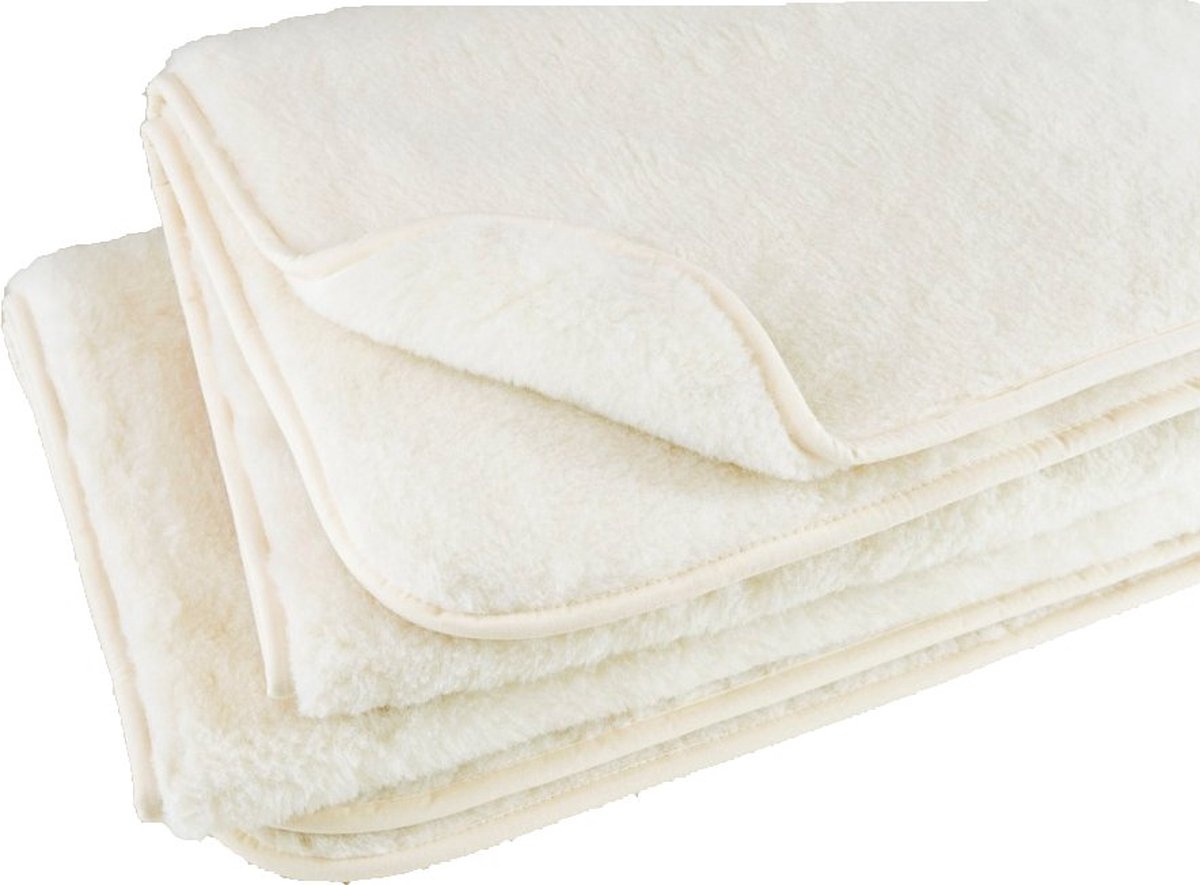 OnceDoce® Wollen Deken 140x200cm 100% zuivere Australische Merino Wol OnceDoce® 440 g/m² Woolmark-certificaat – Warm Ademend Zacht – Wasbaar – Dawn Haze creme wit