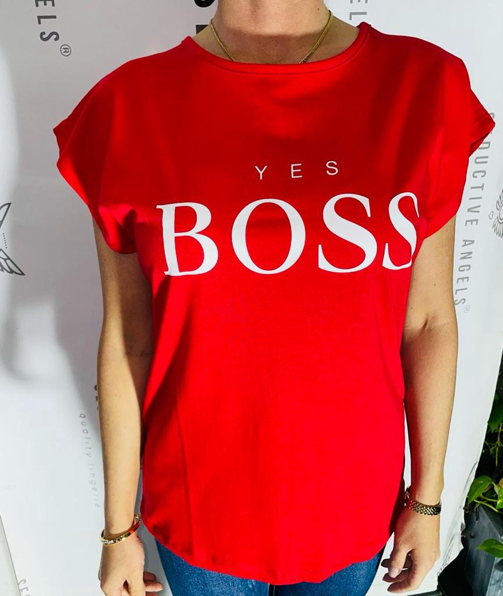 T-shirt Yes Boss rood&wit