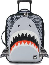 YLX Gear & Freek Vonk | Shark Bite Trolley Bag | Leopard print. Luipaard haai met glowing in the dark tanden voor jongens & meisjes. Handbagage - Zachte koffer - Trolley - Reiskoffer - Trolley kinderen - Luipaard print - dieren