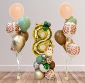 Versiering verjaardag 8 jaar – jungle versiering - 30 stuks - Versiering jongen - Versiering meisje - Safari Decoratie Kinderfeestje - Safari - Leeftijdballon 8 jaar - Versiering compleet pakket - Versiering 8 jaar - Birthday animals