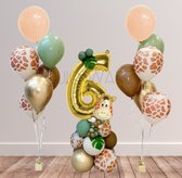 Versiering verjaardag 6 jaar – jungle versiering - 30 stuks - Versiering jongen - Versiering meisje - Safari Decoratie Kinderfeestje - Safari - Leeftijdballon 6 jaar - Versiering compleet pakket - Versiering 6 jaar - Birthday animals