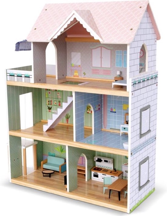 Mini Matters Toys - Maison de poupée Classique en bois 63,5 x 31 x 80 cm |  bol