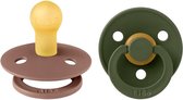 BiBS - Colour Pacifier - Maat 1 - Fopspeen - 2 stuks - Woodchuck / Hunter Green