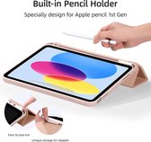 Coque Apple iPad 10e génération 10.9 (2022) avec porte-crayon - Coque à trois volets avec fonction Auto/Wake et fermeture magnétique - Or