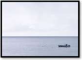 Baai met boot - Lanzarote - Fotoposter 70x50 met Lijst