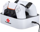 Turqero oplaadstation geschikt voor Playstation 5 - Dual controller - Dualsense - Wit - geschikt voor Sony PS5 controller - Smartchip - Snel laden - wireless oplader - inclusief type c kabel