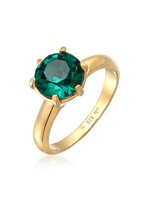 Elli Dames Ring Dames eenzaam Elegant met kristal groen in 925 sterling zilver verguld