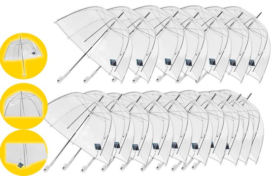 19 stuks Paraplu transparant plastic paraplu's 75 cm - doorzichtige paraplu - trouwparaplu - bruidsparaplu - stijlvol - bruiloft - trouwen - fashionable - trouwparaplu