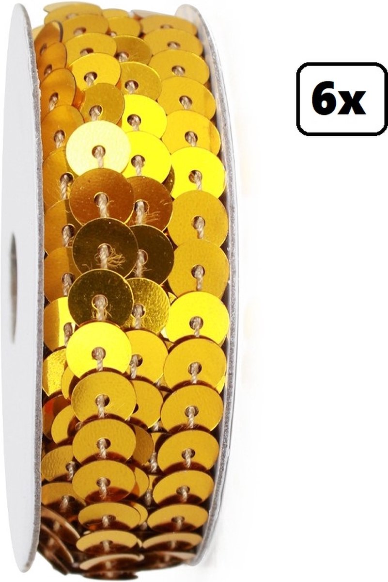 Cerebrum Reparatie mogelijk Inspiratie 6x Rol pailletten band goud 275cm - Paillet kleding accessoires thema feest  glitter... | bol.com