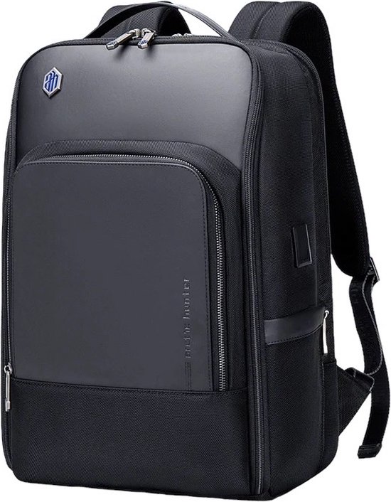 Arctic Hunter Backpack Leather - Sac pour ordinateur portable - 15,6 pouces - Hydrofuge - Zwart - Station de charge USB