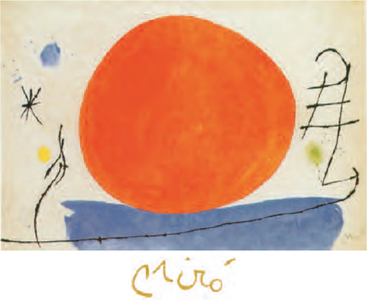 Catch Projecten Mini kunstposter - Joan Miro - Untitled (Rode zon) - 24x30 cm Multicolor
