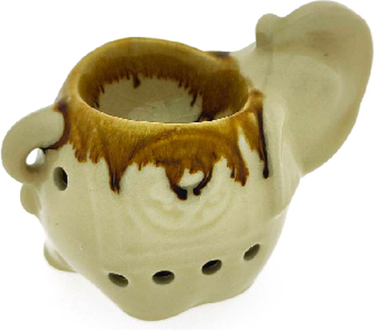 Goedkoopste Aromabrander – Aromaverdamper – Handgemaakt – Keramiek - Aroma diffuser – Olieverdamper - Aromadamper theelicht –– Olifant rond crème/bruin