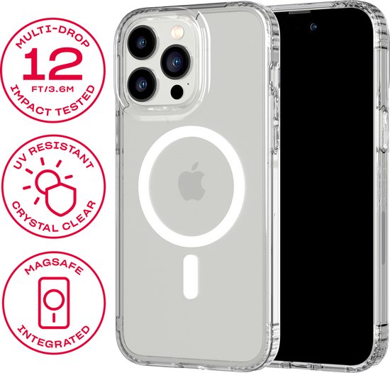 Tech21 Evo Clear - iPhone 14 Pro Max hoesje - Schokbestendig telefoonhoesje - Geschikt voor MagSafe - Transparant - 3,6 meter valbestendig