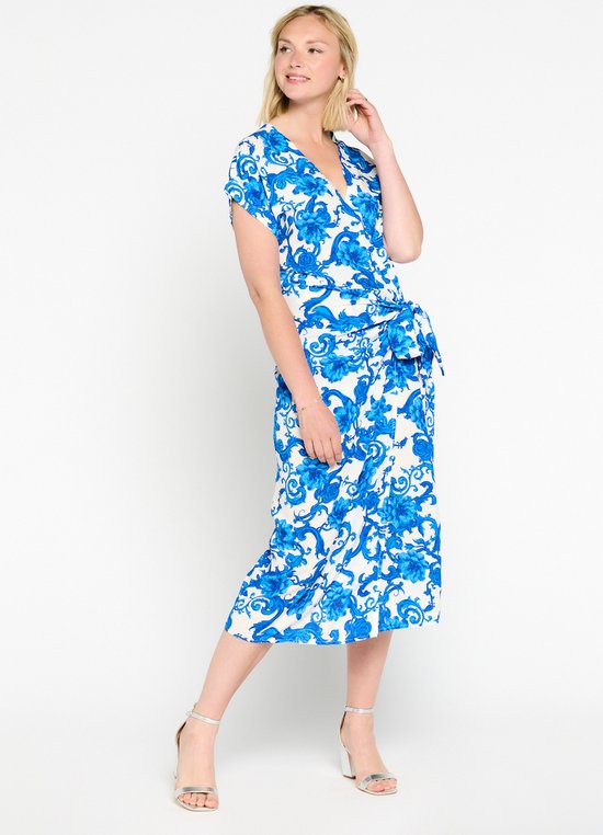 Robe LolaLiza En Dentelle Bleu Marine Et Orange - Taille 38, Longueur Genou - Neuf Sans Étiquettes