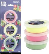 Silk Clay®, lichtgroen, neon geel, neon roze, 3x14gr