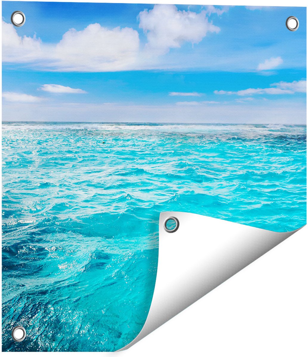 Gards Tuinposter Blauwe Caribische Zee Water - 40x40 cm - Tuindoek - Tuindecoratie - Wanddecoratie buiten - Tuinschilderij Multikleur