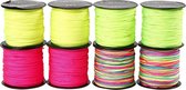 Macramé Koord, dikte 1 mm, neon groen, neon roze, neon geel, neonmix, 8x28 m/ 1 doos