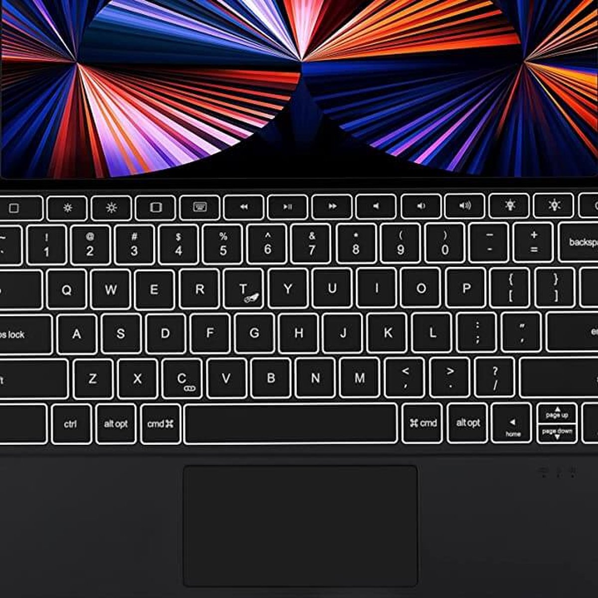 Toetsenbord Hoes Geschikt Apple iPad Pro 12.9 (2018/2020/2021/2022 - Bluetooth Magnetisch Keyboard Case - met Touchpad Muis en Verlichting - QWERTY - Zwart — cadeau in Telefoon & Tablet - foto 3