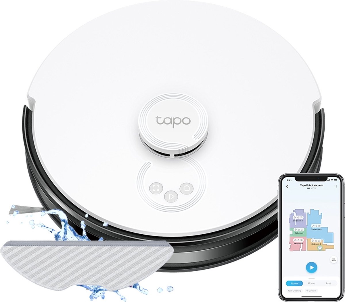 Afbeelding 3 van TP-Link Tapo RV30 - Robotstofzuiger met dweilfunctie- Laadstation- 4200Pa - Navigatie met Lidar en gyroscoop