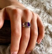 Zilveren ring met Amethist natuursteen